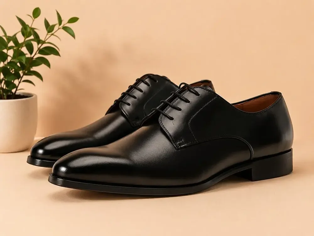 USED Steve Madden Men's Parsens Leather Dress Oxford, Black Leather, 10 M